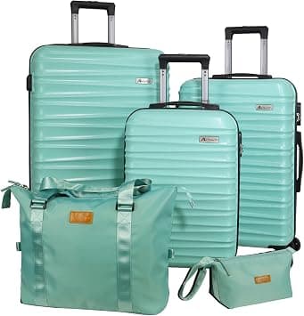 3-piece luggage set, luggage with wheels, rotating hardshell suitcase 5-piece set, Mint Green, Fashion… on Amazon - Best Deal Finder