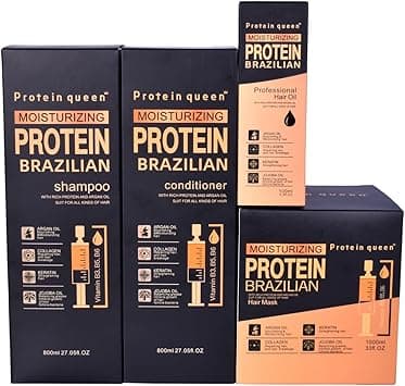 Brazilian Protein Hair Treatment Set, Keratine Moisturizing & Hair Loss Control– SHAMPOO,CONDITIONER, MASK, OIL & Collagen Keratine Ampoules – Sulfate-Free, Protein-Rich Formula (4pcs Set) on Amazon.ae - Price Tracker