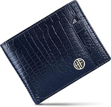 HAMMONDS FLYCATCHER Men's Croc Blue Genuine Leather RFID Protected Bi-Fold Wallet, 6 Card Slots, 11 Compartments, Solid Pattern, Dressy Style on Amazon.ae - Price Tracker