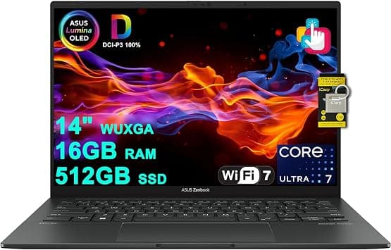 ASUS Zenbook 14 Creator Laptop 14" WUXGA Lumina OLED Touch (500nits HDR, 100% DCI-P3) Intel 16-core Ultra 7 255H (Up to 13 Tops) 16GB RAM 512GB SSD for Business Work Win11 ICP Hub w/Copilot AI on Amazon.ae - Price Tracker