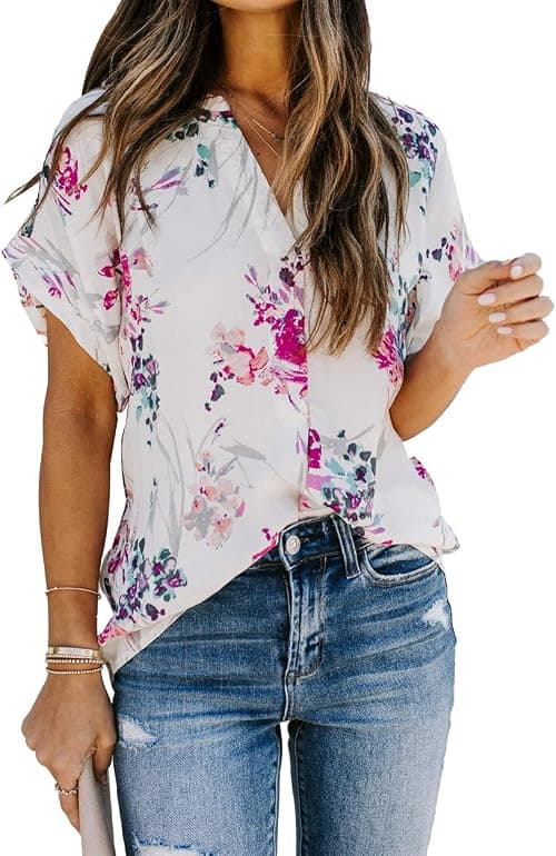 Allimy womens Casual Split V Neckline Blouses Soft on Amazon.ae - Price Tracker