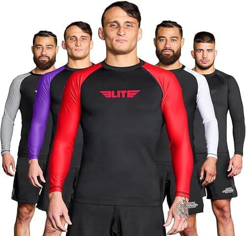Elite Sports Men's Jiu Jitsu BJJ Rash Guard, Long Full Sleeve Compression Shirt for Sports Nogi Training, IBJJF Rank Color على Amazon.ae - متتبع الأسعار