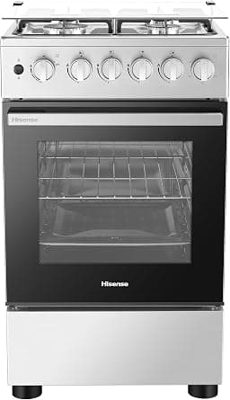 Hisense HFG50421X, 50 * 55cm Full Gas Cooking Range, Semi Cast Iron Pan Support, Pro Burner, Button Ignition, Flame Failure Protection, 6 L2 Oven with Enamel Interior على Amazon.ae - متتبع الأسعار
