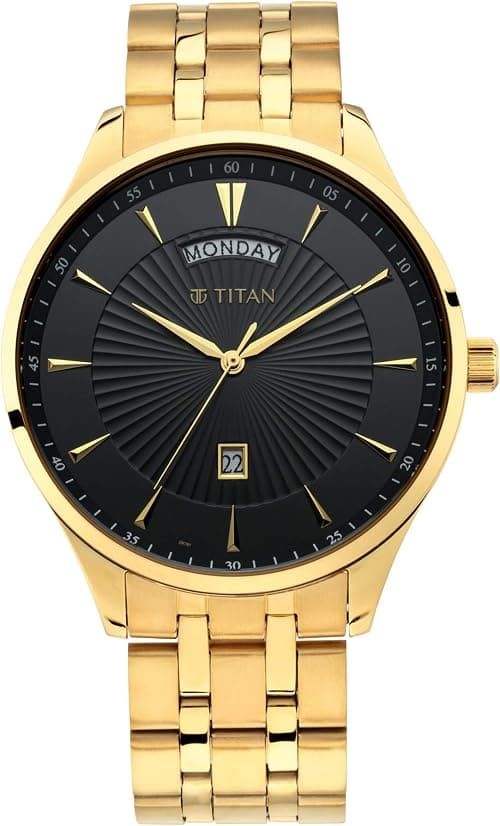 Titan Men Metal Regalia Opulent Analog Black Dial Watch-90127Ym02/Nr90127Ym02, Band Color-Gold on Amazon.sa - Price Tracker