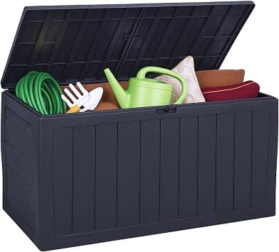 Deuba® Marvel+ Plus by KETER 270 Litre Outdoor 65% Recycled Garden Furniture Cushion Storage Box | Fade Free | Weather Resistant | Safe & Secure | Maintenance Free | Graphite Wood Effect Anthracite - متتبع أسعار Amazon.sa