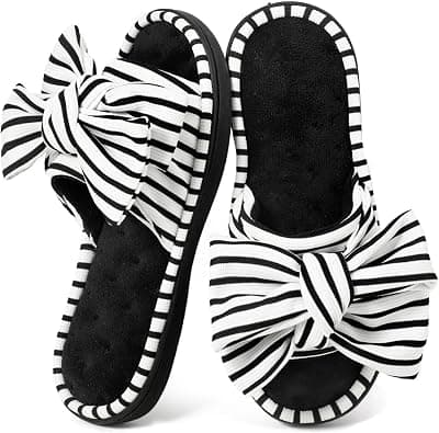 ULTRAIDEAS Women's Memory Foam Open Toe Slide Slippers with Cute Bowknot, Ladies' Slip on House Shoes Spa Slippers with Indoor Outdoor Anti-Skid Rubber Sole on Amazon.ae - Price Tracker