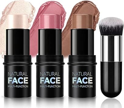 3 Pcs Cream Blush, Contour Highlighter Stick for Cheeks Eyes Lips, Lightweight Dewy Finish for Girls and Women, Waterproof Long Lasting Set (Set-A) on Amazon.ae - Price Tracker