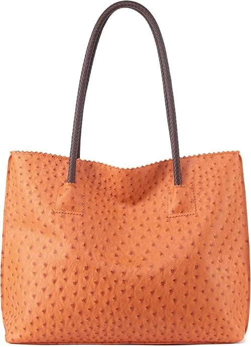 Milan Chiva Tote Bag for Women Large Ostrich Shoulder Handbags with Zipper on Amazon.ae - Price Tracker