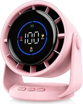 YOSHENMO Desk Fan, Turbo Table Fan for Bedroom, 100-Speed Digital Display, Low Noise, 105° Adjustable Tilt, 7.5-inch, Rechargeable Battery, Wall-Mouted Design for Home, Office, Travel Pink on Amazon.ae - Price Tracker