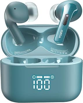 TOZO T20 Wireless Earbuds Bluetooth Headphones 48.5 Hrs Playtime with LED Digital Display, IPX8 Waterproof, Dual Mic Call Noise Cancelling 10mm Broad Range Speakers with Wireless Charging Case Green on Amazon.ae - Price Tracker
