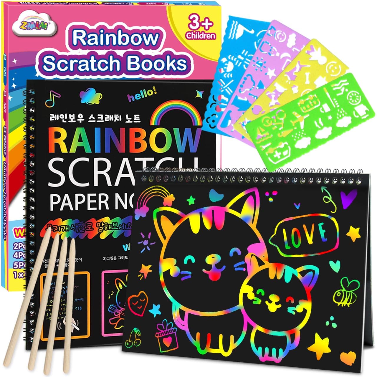 ZMLM Scratch Paper Art-Crafts Gift: 2 Pack Bulk Rainbow Magic Paper Supplies Toys for 3 4 5 6 7 8 9 10 Years Old Girls Kids Favors Gifts for Birthday Christmas Party Games Stocking Stuffers Kits on Amazon.ae - Price Tracker