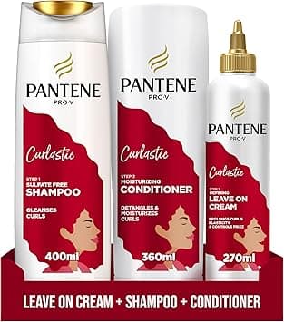 Pantene Pro-V Curlastic Sulfate-Free Shampoo for Curly Hair, 400ml + Moisturizing Conditioner for Curly Hair, 360ml + Anti-Frizz Leave-On Cream for Lasting Elasticity, 270ml on Amazon.ae - Price Tracker