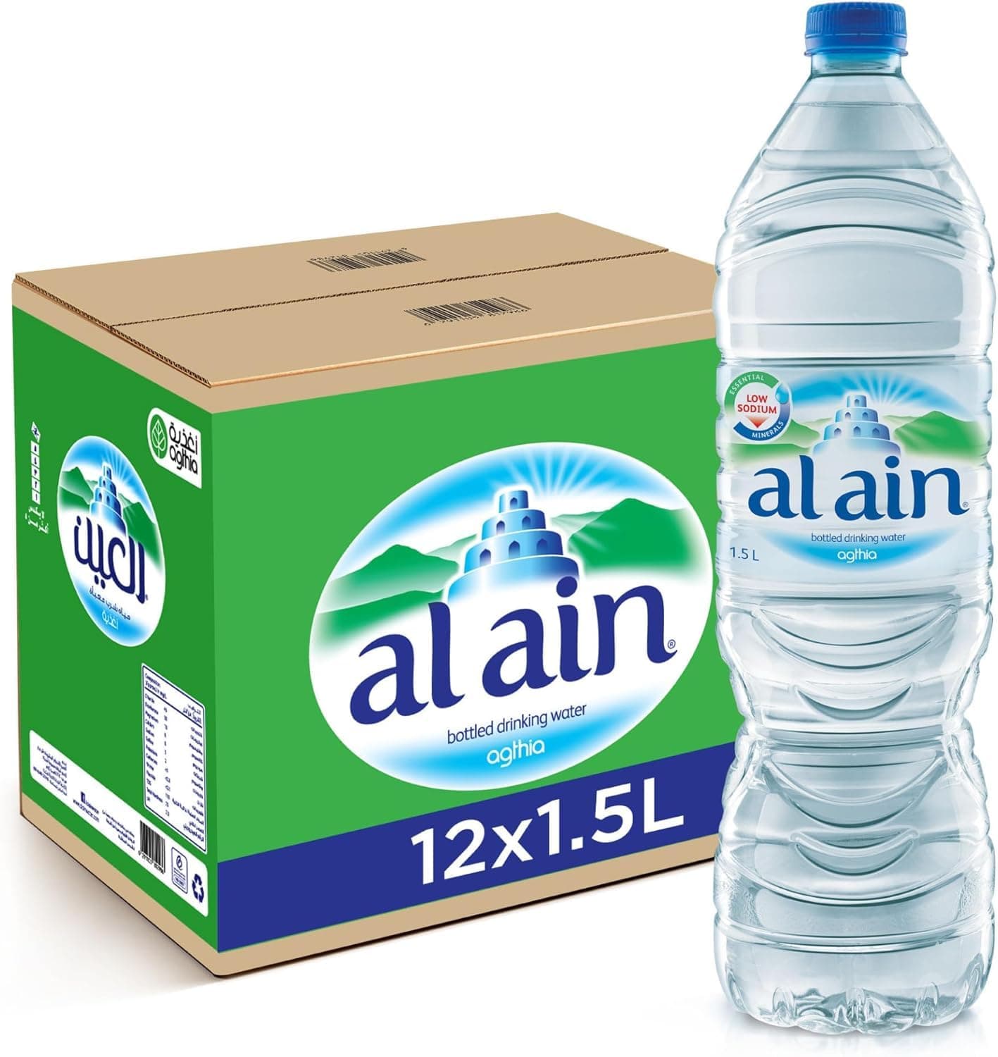 Al Ain Water 1.5L, Pack of 12, Low Sodium Water, Balanced Mineral Composition Nourishing Package design may vary on Amazon.ae - Price Tracker