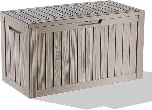 EasyUp 80 Gallon Outdoor Storage Box Waterproof, UV Resistant Resin Deck Box with Hydraulic Rod, Lockable Design and Enhanced Durability for Patio, Garden, and Poolside Use - متتبع أسعار Amazon.sa