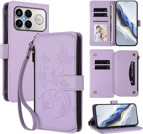 Phone Cover Compatible with Xiaomi Poco F8 Ultra 5G,Compatible with Redmi K90 Pro Max 5G Lanyard【5 Card Holder】【Zipper Wallet】【Magnetic Clasp】Flip Stand Case Purple على Amazon.ae - متتبع الأسعار