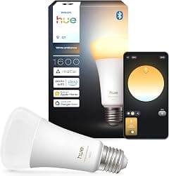 Philips Hue Smart LED A67 Bulb, White Ambiance, E27 Base, 11.8W, Full Spectrum Light 1000K-20000K, 1600 Lumens, Dimmable, Works with Alexa, Google Assistant, and Apple Home, 1 Pack - Amazon.sa Price Tracker
