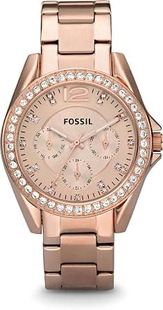 Fossil Women's Riley Quartz Stainless Steel Dress Watch, Color: Rose Gold-Tone (Model: ES2811) on Amazon - Best Deal Finder