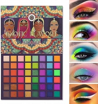 Ucanbe exotic flavors neon eyeshadow makeup palette - 48 colorful high pigmented - rainbow matte shimmer glitter eye shadow make up pallet gift set on Amazon.ae - Price Tracker