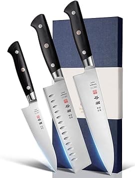 Chef Knife Set 3PCS Kitchen Knives with Japanese AUS-8 Alloy Steel, Japanese Knife Set with Full-Tang Pakkawood Handle and Premium Gift Box (Classic Series) on Amazon.ae - Price Tracker