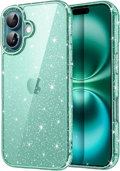 JETech Glitter Case for iPhone 16 6.1-Inch, Bling Sparkle Shockproof Phone Bumper Cover, Cute Sparkly for Women and Girls (Teal) on Amazon.ae - Price Tracker
