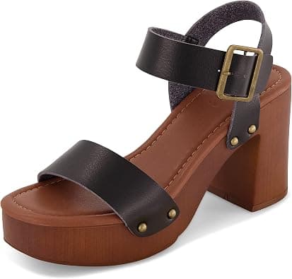 Dunes Women's Peru Faux Wood Sandal +Comfort Foam & LiteSole Technology, Wide Widths Available على Amazon.ae - متتبع الأسعار