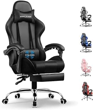 GTPLAYER #1USA Ergonomic Gaming Chair with USB Massage Cushion, Footrest & Armrests – PU Leather Computer Video Game Desk Chair with Adjustable Lumbar Support & Headrest (GCC, Black) on Amazon.ae - Price Tracker
