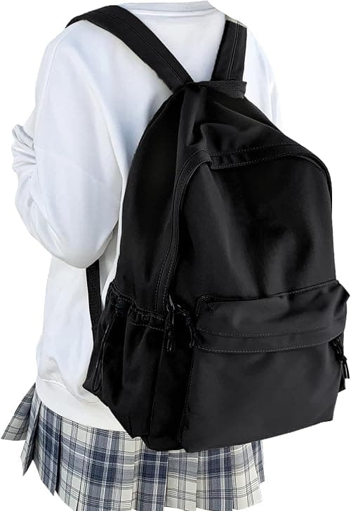 School Backpack for Teen Girls and Boys, Simple Laptop Backpack College High Middle School Bookbags, Casual Travel Daypack for Girls Boys (Black) على Amazon.ae - متتبع الأسعار