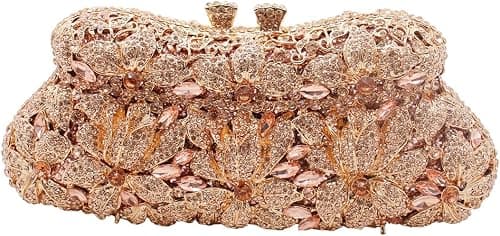 DJBM Vintage Women Floral Rhinestone Crystal Purse Rose Evening Clutch Diamond Evening Bags for Party Wedding Cocktail Prom on Amazon.ae - Price Tracker