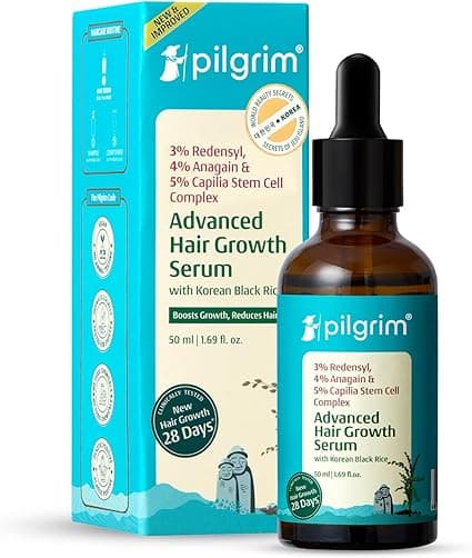 Pilgrim Redensyl 3% + Anagain 4% + Baicapil Advanced Hair Growth Serum (50ml) for Scalp with Korean Black Rice, Saw Palmetto | Control Hair Fall, Stimulate Hair Regrowth, Hair (50ml) on Amazon.ae - Price Tracker