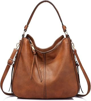 Handbags for Women Large Designer Ladies Hobo bag Bucket Purse Faux Leather, Brown on Amazon.ae - Price Tracker