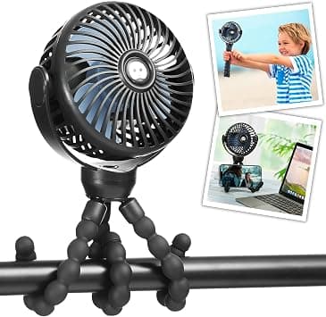 snawowo Mini Portable Baby stroller Fan, Battery Operated Personal Small Handheld Fan, 360° Rotate Flexible Tripod Rechargeable Clip On for Car Seat Crib Bike Treadmill Travel Camping Black on Amazon.ae - Price Tracker