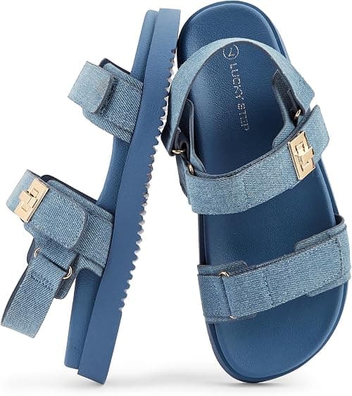 LUCKY STEP Women's Flat Sandals Casual Open Toe Beach Sandals Adjustable Double Strap Summer Sandals على Amazon.ae - متتبع الأسعار