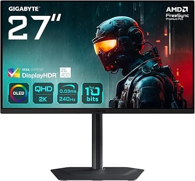 شاشة ألعاب MO27Q2 27 بوصة قابلة للتعديل بتقنية QD-OLED ودقة QHD 2560×1440 بمعدل تحديث 240Hz وزمن استجابة 0.03ms GTG وتدعم AMD فري سينك بريميوم برو بمنفذ نوع سي KVM ومنافذ HDMI وDP من جيجابايت، أسود على أمازون - دليلك لأفضل العروض