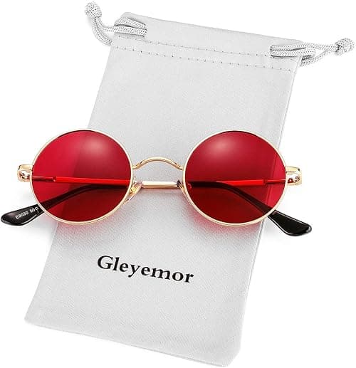 Gleyemor John Lennon Glasses Polarized Small Round Sunglasses for Men Women Hippie Circle Red Yellow Glasses on Amazon.ae - Price Tracker