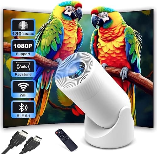 Mini Projector with WiFi and Bluetooth, 4K Support,1080P 300 ANSI 2S Quick Focus, Auto Keystone 180°Rotation Mini Portable Projector, Max 200" Display TV Projector speakers for iPhone and Android on Amazon.ae - Price Tracker