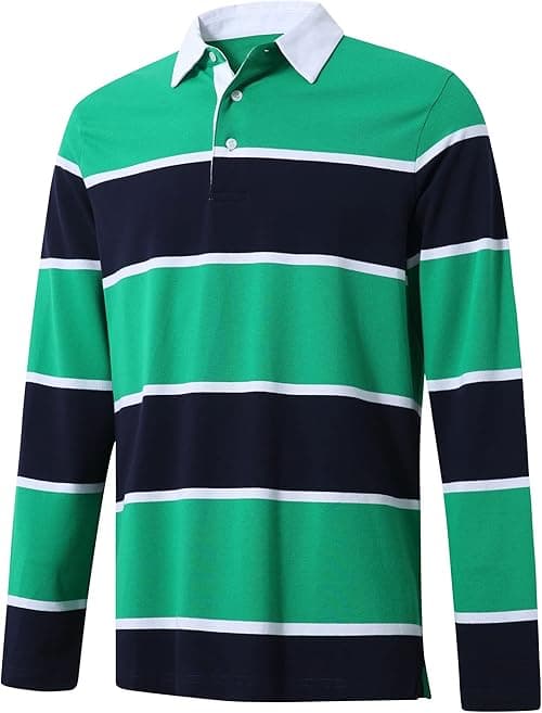 Men's Polo Shirts Long Sleeve Striped Dry Fit Casual Collared Pique Golf Polo Shirts for Mens on Amazon.ae - Price Tracker