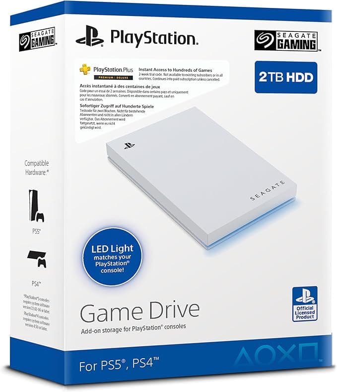 Seagate Game Drive for PS4/PS5, 2 TB, External HDD, 2.5", USB 3.0, Officially Licensed, Blue LED, inkl 2 veckors Playstation+ (STLV2000202) on Amazon.ae - Price Tracker