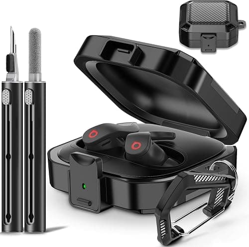 with Safety Lock Carbon Fiber for Beats Fit Pro Case Cover 2021,Shock-Absorbing Beat Fit Pro 2 Protector with Keychain/Zipper Storage Bag/Cleaner Kit - Black on Amazon.ae - Price Tracker