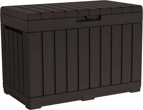 Keter Kentwood 50 Gallon Resin Deck Box-Organization and Storage for Patio Cushions, Throw Pillows and Garden Tools, Brown - متتبع أسعار Amazon.sa