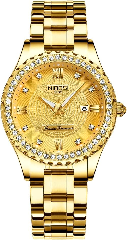 NIBOSI Women Watches Analogue Wrist Watches Watches for Women's &Girls&Miss&Ladies Rose Gold Dial Watch with Stylish Diamond Studded Watches on Amazon.sa - Price Tracker