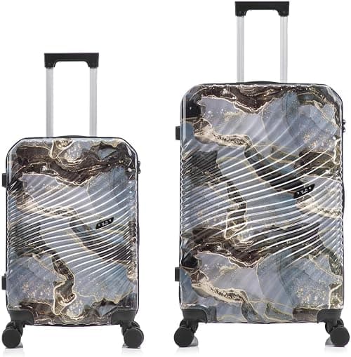 Luggage Bag, Hard Shell & Lightweight, Durable with 8 Spinner Wheels, Travel Check In Suitcase, Unbreakable & Elegant Design (Black Golden, 22 & 28 Inch) on Amazon - Best Deal Finder
