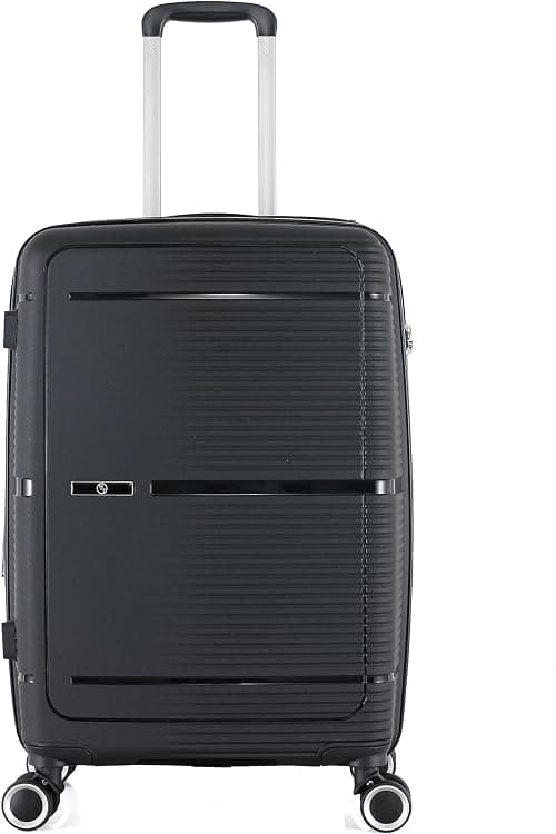 H.T Luggage Checked-Medium–Durable Hard Shell Suitcases with Spinner Wheels, Telescopic Handle & Anti-Theft Zippers (66 Litres, Lightweight Travel Suitcase) (Black, Checked-Medium 24") on Amazon - Best Deal Finder