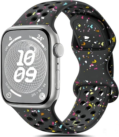 Compatible with Apple Watch Strap - Apple Watch Sports Strap 44 mm 45 mm 49 mm 46 mm 42 mm 40 mm 41 mm 38 mm, Breathable Silicone Strap for iWatch Series 11 10 9 8 7 6 5 4 SE Ultra على Amazon.ae - متتبع الأسعار