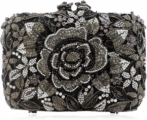DJBM Vintage Women Floral Rhinestone Crystal Purse Rose Evening Clutch Diamond Evening Bags for Party Wedding Cocktail Prom on Amazon.ae - Price Tracker