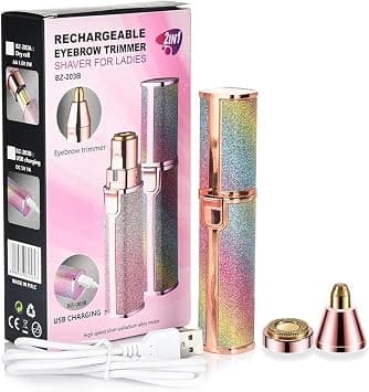 Facial Hair Removal for Women, Mini Painless Rechargeable Hair Remover 2 in 1 Eyebrow Trimmer for Women and Face Shavers for Women, Hair Remover for Eyebrows, Peach Fuzz, Lips, Arms on Amazon.ae - Price Tracker