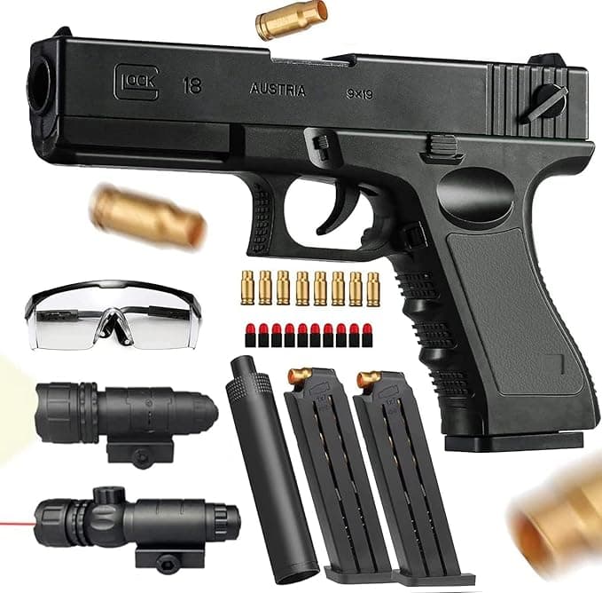 Dress-Up Accessories Glock Soft Bullet Toy Gun - with Magazine and Bullets silencer,Children's Gift(Black) on Amazon.ae - Price Tracker