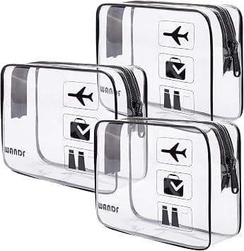 TSA Approved Clear Travel Toiletry Bag wih Zippers Carry-on Travel Accessories Quart Size Toiletries Cosmetic Pouch Makeup Bags for Men and Women (3pcs) on Amazon - Best Deal Finder