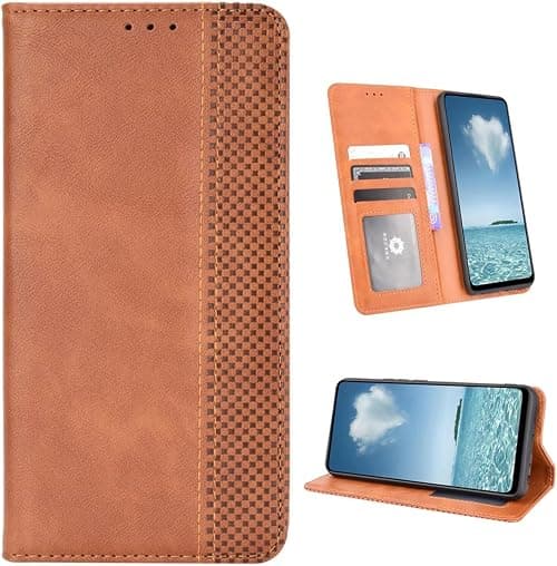 COQUE Case for Xiaomi Poco F8 Ultra 5G, Magnetic Closure Vintage Stripe Card Slot Wallet Case, Xiaomi Poco F8 Ultra 5G Flip Cover Case-Brown على Amazon.ae - متتبع الأسعار