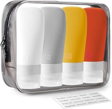 INSFIT Portable Travel Bottles, TSA Carry On Approved Toiletries Containers, 60ml Leak Proof Squeezable Silicone Tubes, Refillable Travel Accessories for Shampoo Body Wash Liquids 4 Pack Orange on Amazon - Best Deal Finder