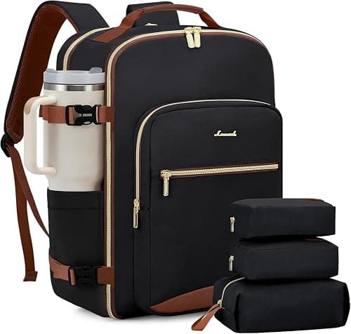 40L Travel Backpack for Women & Men, Airline Approved Carry On Luggage with 3 Packing Cubes, TSA Overnight Bags, Waterproof Personal Item Bag, Weekender Essentials Backpacks fits 17" Laptop on Amazon.ae - Price Tracker